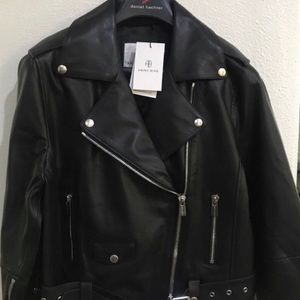 Anine Bing cropped moto jacket size L.